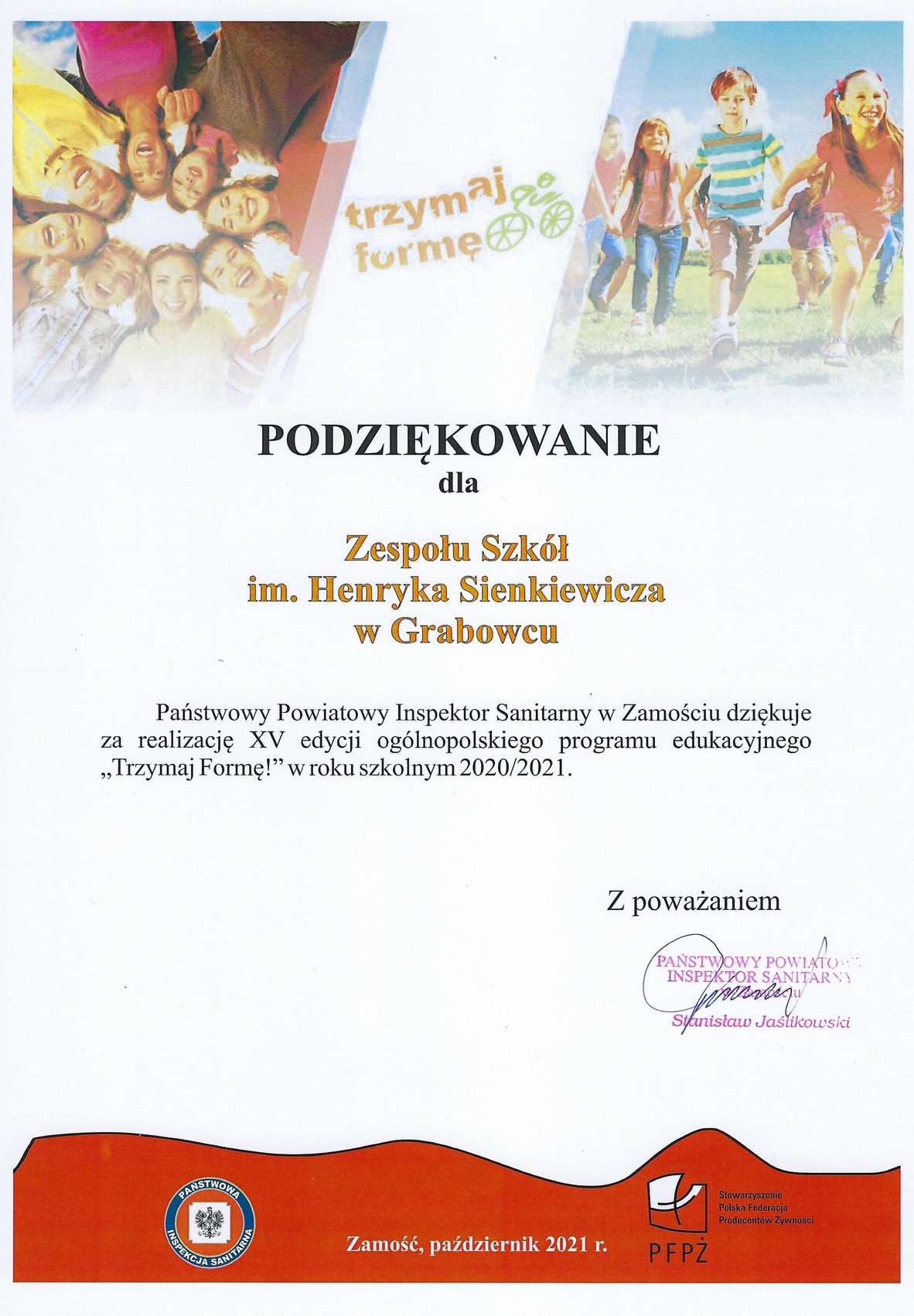 Trzymaj formę podziękowanie