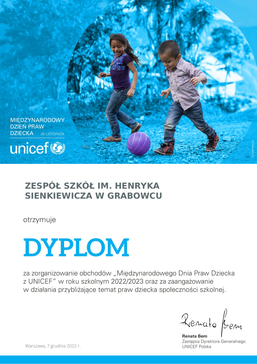 dyplom unicef